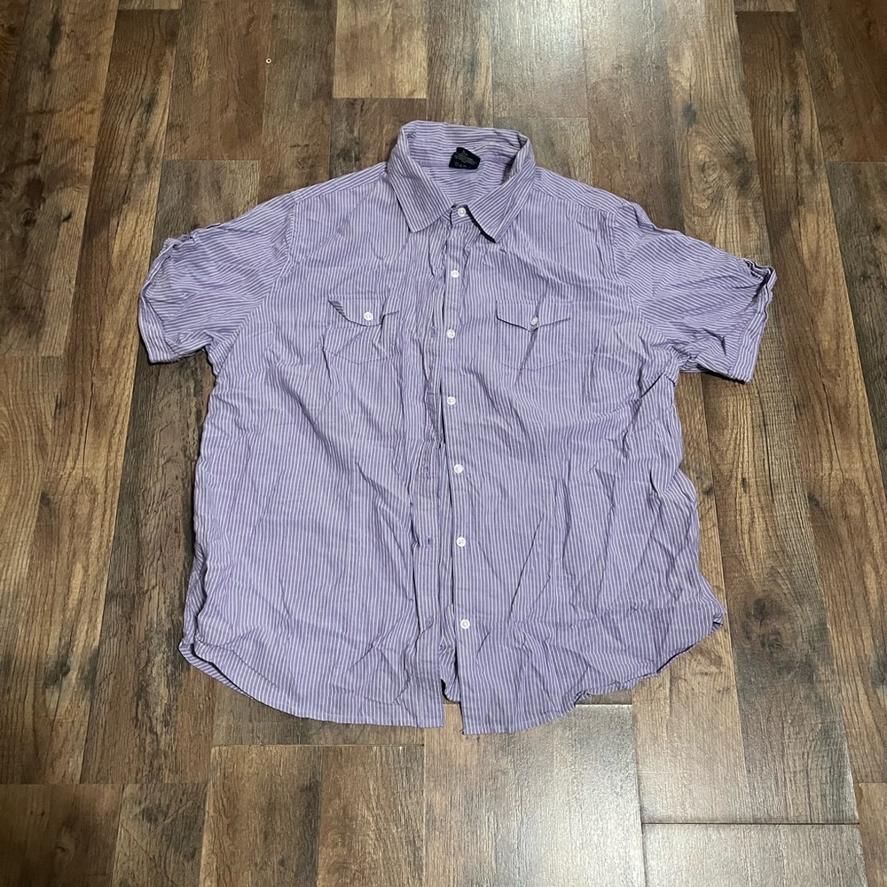 Faded Glory Women's Purple Striped Button Down Shirt
